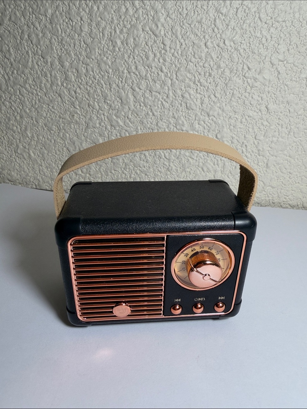 Portable Retro Bluetooth Speaker in Black and Rose Gold